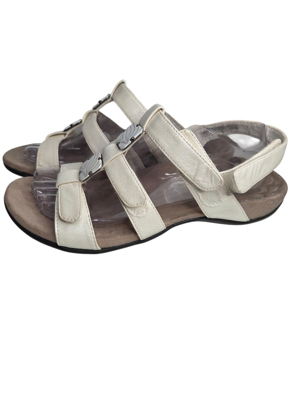 Vionic Women Ivory Amber Adjustable Backstrap Sandall Orthaheel Size 9 Comfort